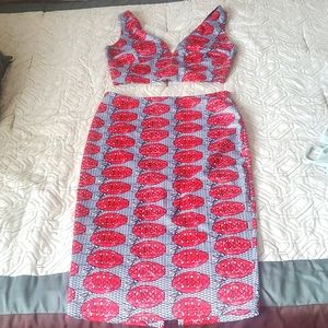 2 piece set - crop top and midi pencil skirt - size L